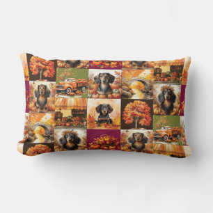 Autumn Charm: Dachshunds and Fall Scenes Lumbar Cushion