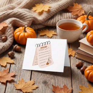 Autumn Checklist Notepad Fall To Do List  Thank You Card