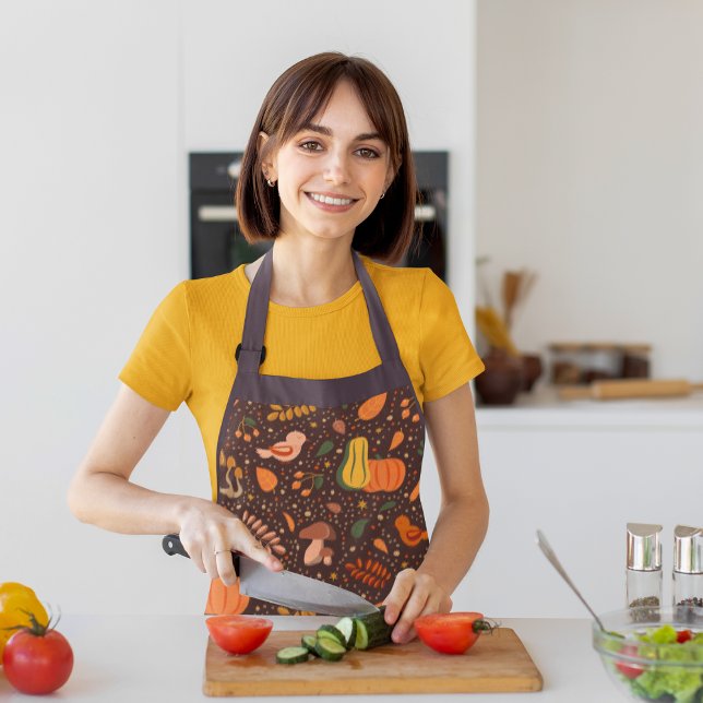 Autumn Chef's Apron Personalised (Option to add a customized name.)