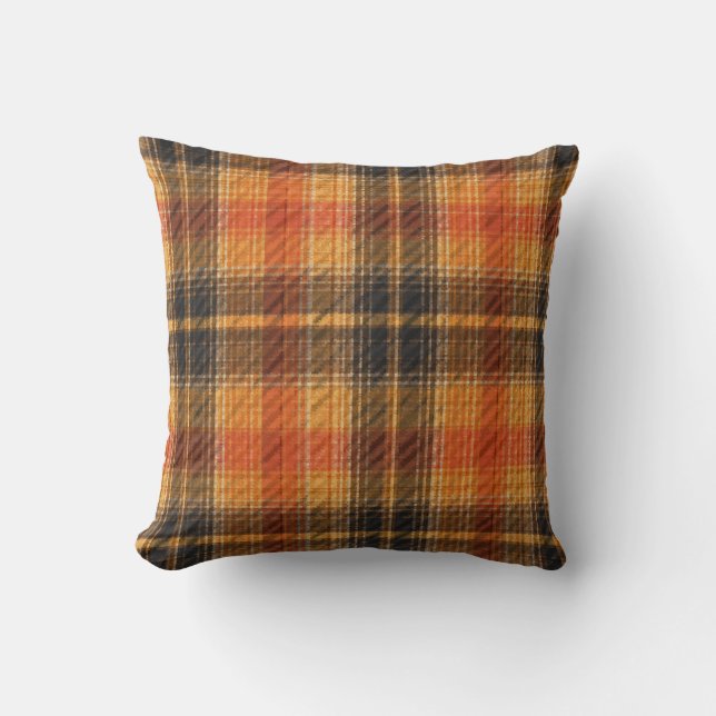 autumn chequered pattern sofa pillow (Front)