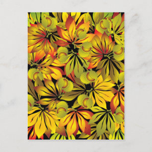 autumn chestnut leaves postcard