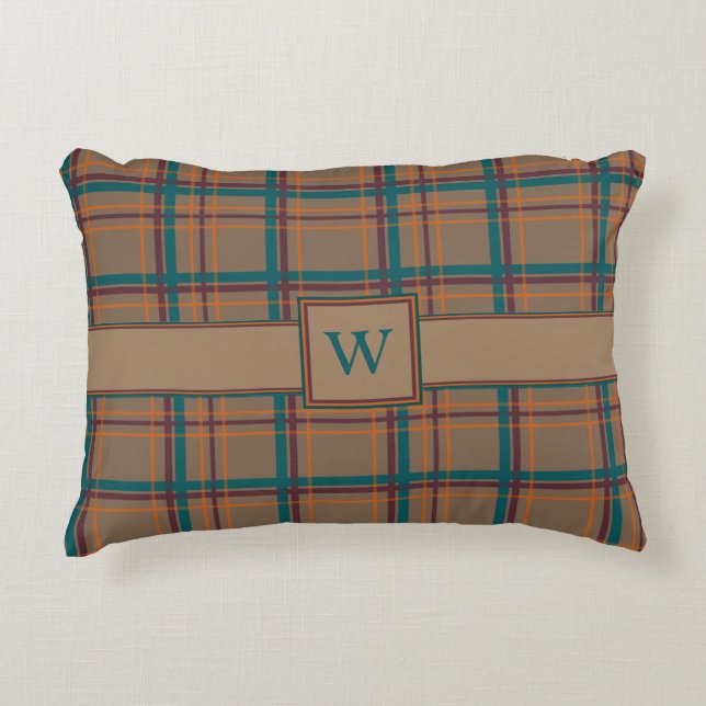 Autumn Chic Plaid Accent Pillow (Front)