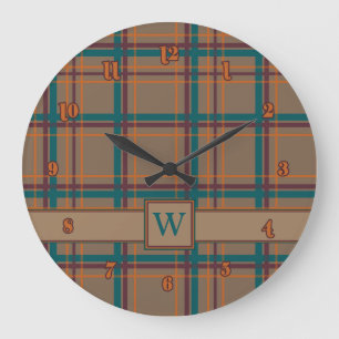Autumn Chic Plaid Clock