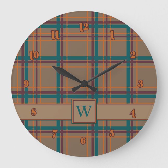 Autumn Chic Plaid Clock (Front)