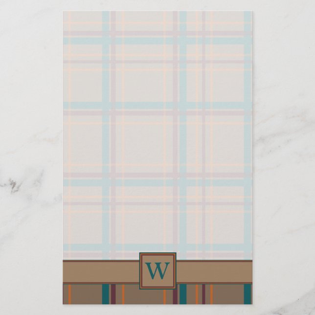 Autumn Chic Plaid Stationery (Front)