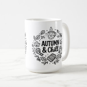 Autumn & Chill Cosy Fall Hand-Lettered Line Art Coffee Mug