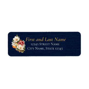 Autumn Chinoiserie, Pomegranate & Magnolia Return Address Label