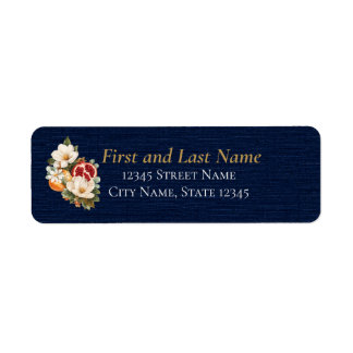 Autumn Chinoiserie, Pomegranate & Magnolia Return Address Label
