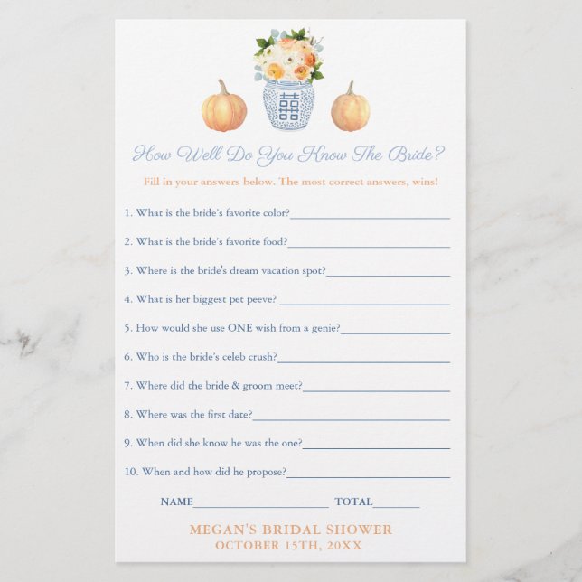 Autumn Chinoiserie Who Knows Bride The Best Game (Front)