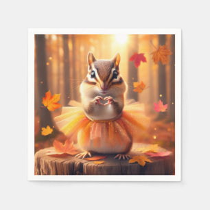 Autumn Chipmunk Ballerina Dancer Napkin