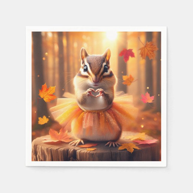 Autumn Chipmunk Ballerina Dancer Napkin (Front)