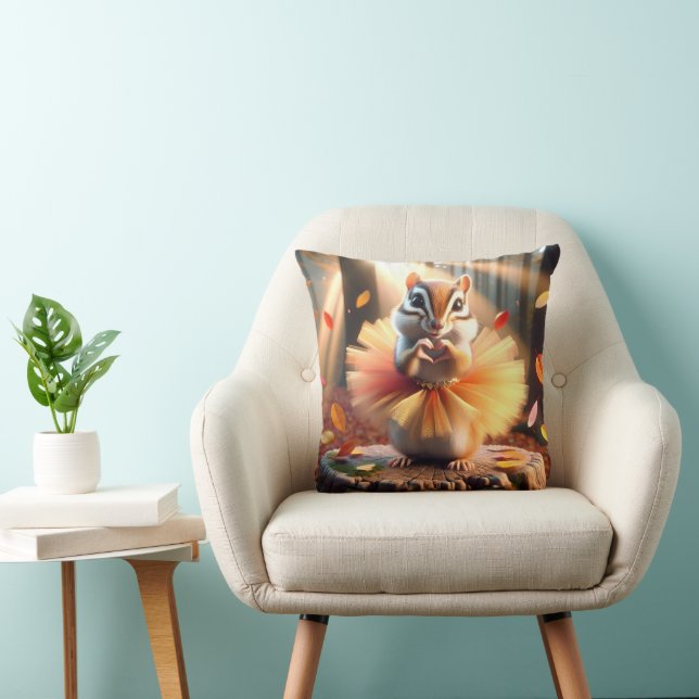 Autumn Chipmunk Wearing a Tutu Cushion (Chair)