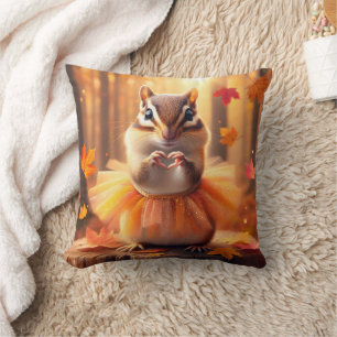 Autumn Chipmunk Wearing an Orange Tutu Cushion