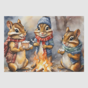 Autumn Chipmunks & Marshmallows Decoupage Tissue Paper