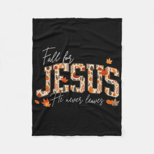 Autumn Christian Thanksgiving Fall For Jesus He Ne Fleece Blanket