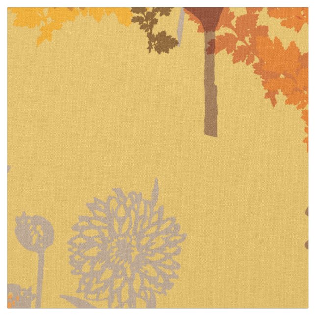 Autumn Chrysanthemum Graphic Fabric (Close Up)