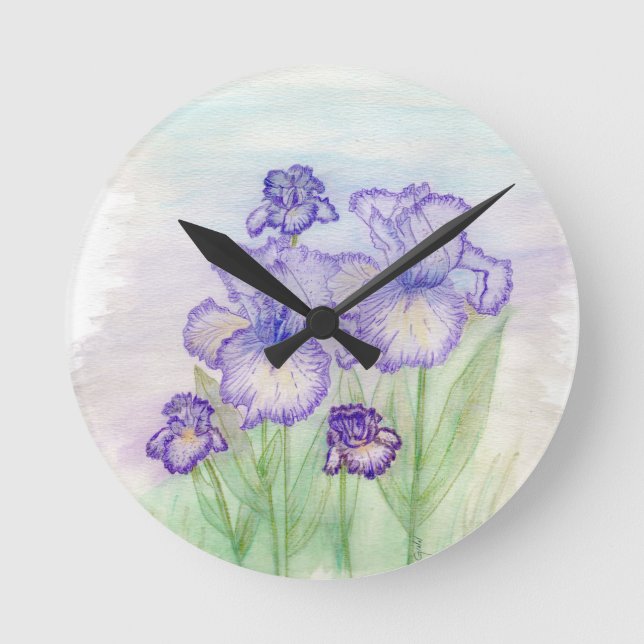 Autumn Circus and Art Deco Iris' Round Clock (Front)