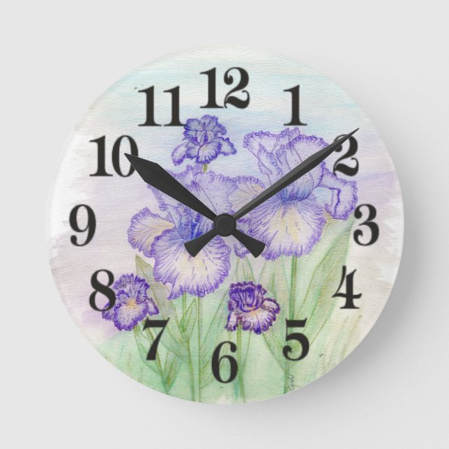 Autumn Circus and Art Deco Iris' Round Clock (Front)