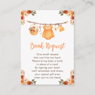 Autumn Clothes Line Girl Baby Shower Book Request Enclosure Card