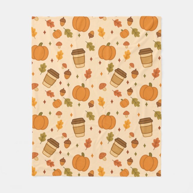 Autumn Coffee Fleece Blanket (Front)