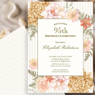 Autumn Colors Floral 95th Birthday Invitation