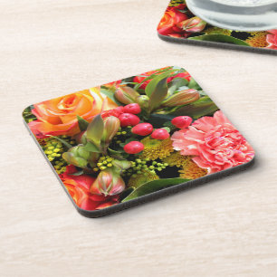 Autumn Colors Flower Bouquet Photo Coaster