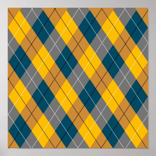 Autumn Colour Argyle Geometric Plaid Pattern Poster (Front)