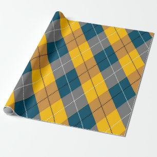 Autumn Colour Argyle Geometric Plaid Pattern Wrapping Paper