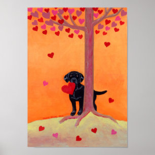 Autumn Colour Black Labrador Poster