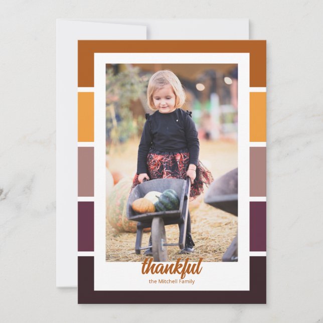 Autumn Colour Block Thankful Photo Thanksgiving Invitation (Front)