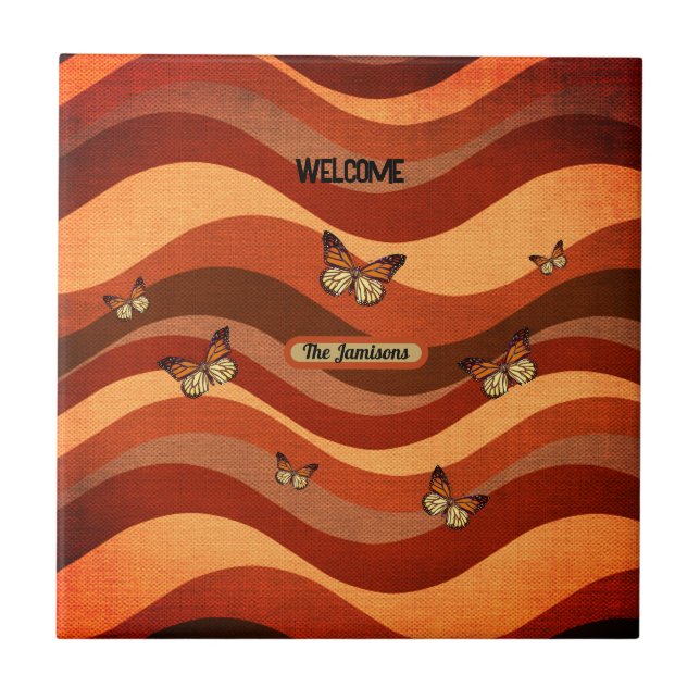 Autumn Colour Butterfly Ceramic Tile (Front)