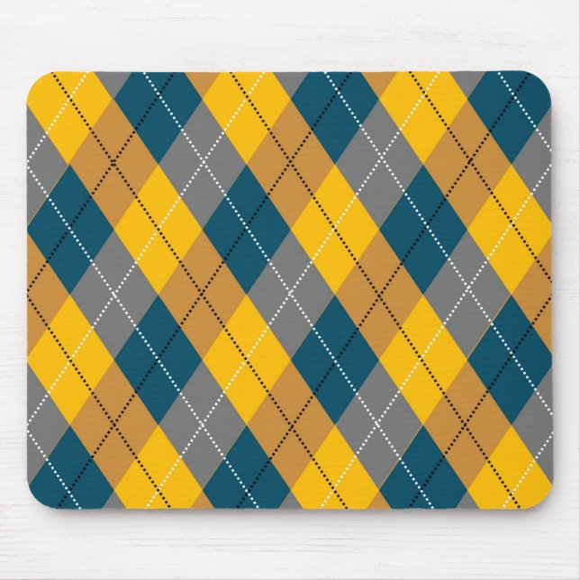 Autumn Colour Geometric Plaid Yellow Brown Pattern Mouse Pad (Front)
