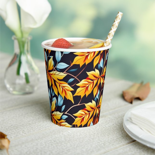 Autumn colour leaves paper cups (Insitu)