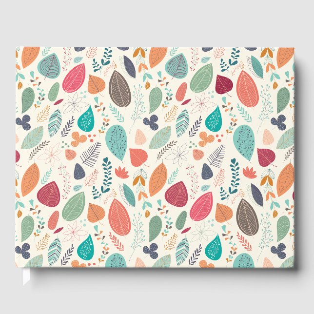 Autumn Colour Leaves Pattern Guest Book (Front)