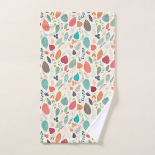 Autumn Colour Leaves Pattern Hand Towel