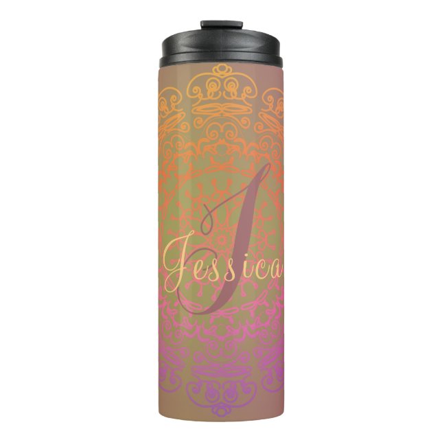 Autumn Colour Mandala Monogram Thermal Tumbler (Front)