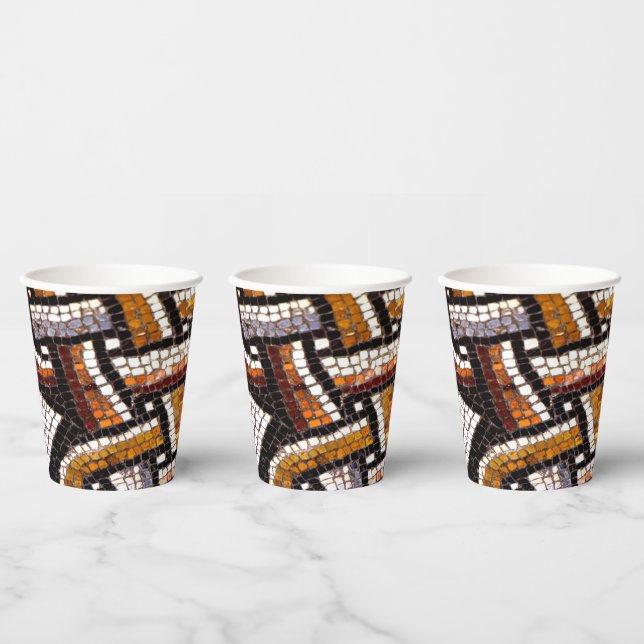 Autumn Colour Mosaic Pattern  Paper Cups (Multi)