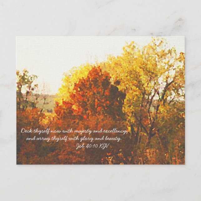 Autumn Colour Trees Digital Oil with Bible Verse Postcard (Front)