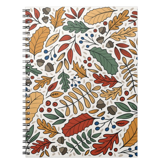 Autumn Coloured Leaf Square Design Notebook (Front)