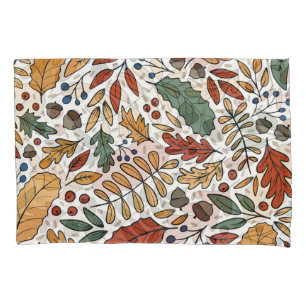 Autumn Coloured Leaf Square Design Pillowcase
