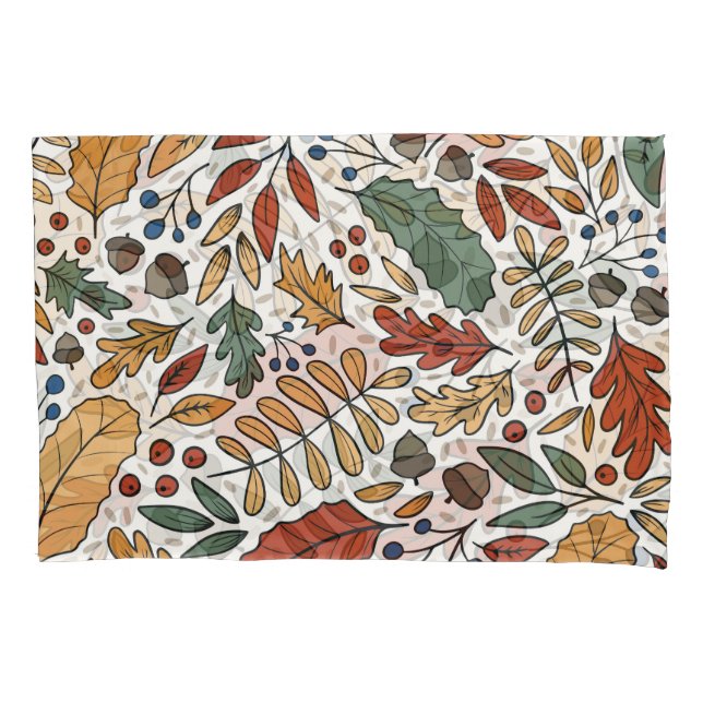 Autumn Coloured Leaf Square Design Pillowcase (Front)