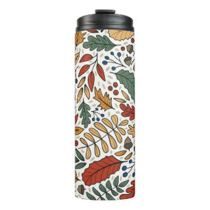 Autumn Coloured Leaf Square Design Thermal Tumbler