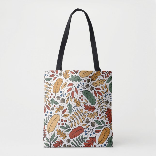 Autumn Coloured Leaf Square Design Tote Bag (Front)
