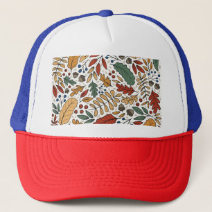 Autumn Coloured Leaf Square Design Trucker Hat