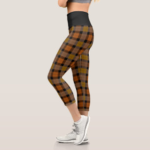 Autumn Coloured Plaid  Capri Leggings