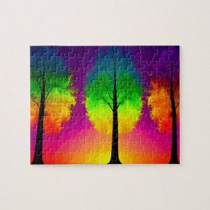 Autumn Coloured World with Black Trees Jigsaw Puzzle