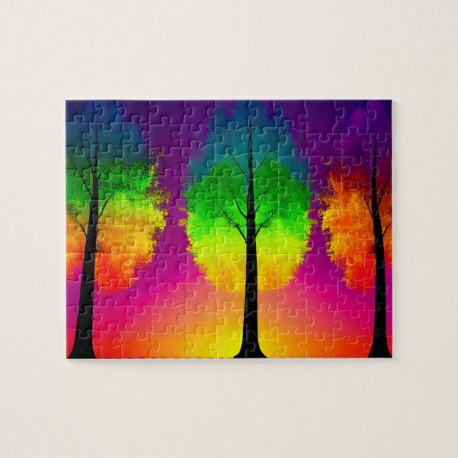 Autumn Coloured World with Black Trees Jigsaw Puzzle (Horizontal)