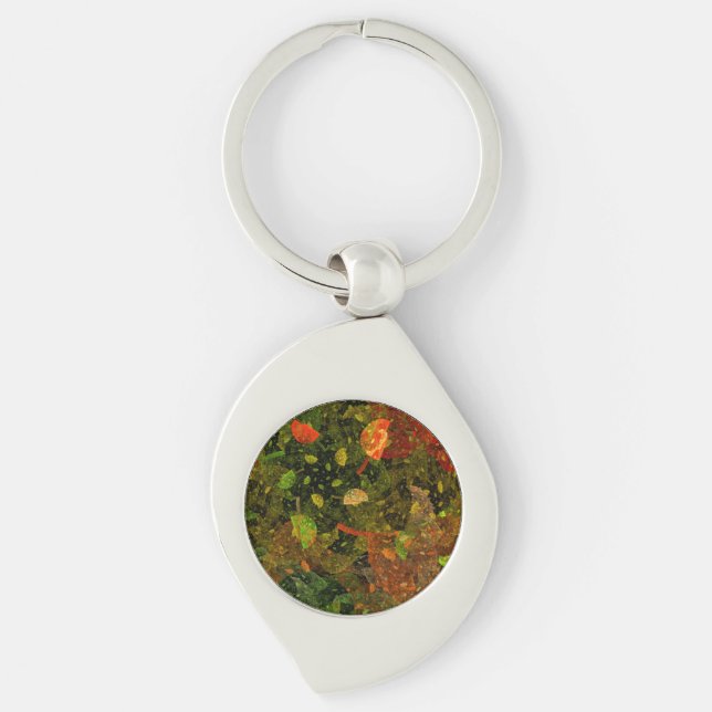 Autumn colourful decorative design key ring (Front)