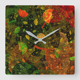 Autumn colourful decorative design square wall clock