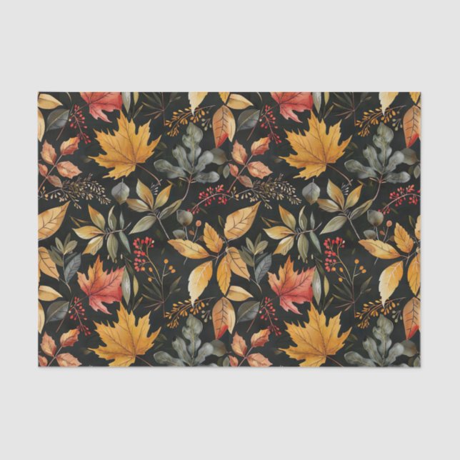 Autumn colourful Fall Leaves Rustic Decoupage Tissue Paper (Front)
